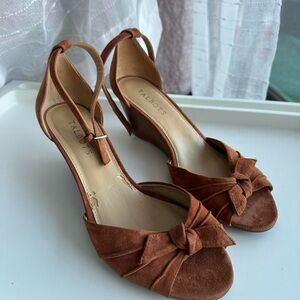 Talbots Brown Heels with Ankle Strap and Bow